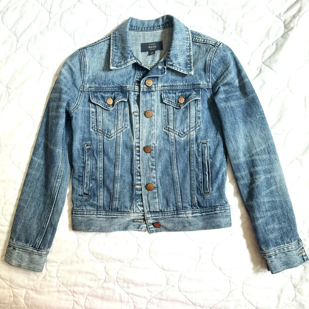 J. Crew ~ Classic Indigo Dark Denim Jean Jacket! - Picture 4 of 15